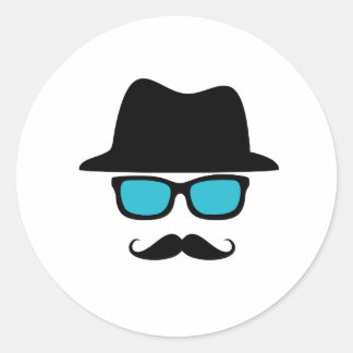Sticker Rond Casquette lunettes Moustache