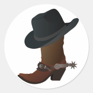 Sticker Rond Casquette noir Cowboy sur le dessus de la dent en 