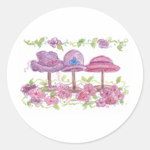 Sticker Rond Casquettes et fleurs raffinés