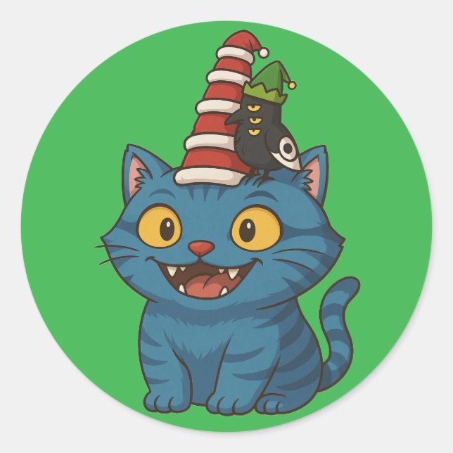 Sticker Rond Casquettes minuscules, grande fête (Devant)