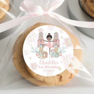 Sticker Rond Casse-Noisette Ballet Rouge Clair 1er Anniversaire