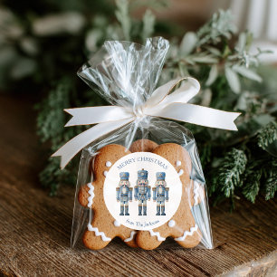 Sticker Rond Casse-Noisette Bleu Joyeux Noël