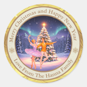 Sticker Rond Casse-Noisette élégant de Noël Ballet Sceau de v