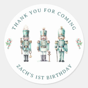Sticker Rond Casse-Noisette Menthe Mignon Merci pour le 1er Ann