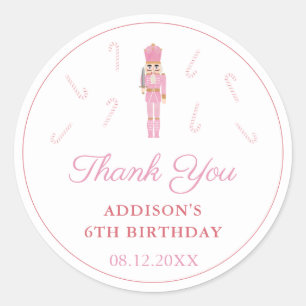 Sticker Rond Casse-Noisette rose Fille Fête d'anniversaire Fav
