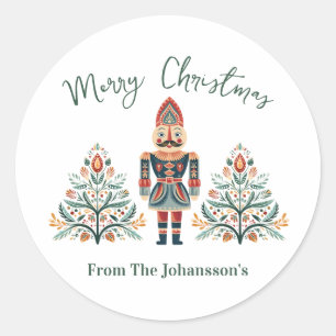 Sticker Rond Casse-noisette scandinave Nom personnalisé Noël