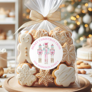 Sticker Rond Casse-noisettes rose aquarelle cadeau de Noël