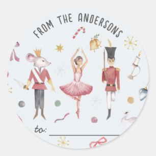 Sticker Rond Casse-noix Ballerina cadeau de Noël hiver