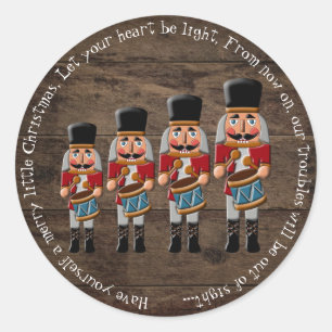 Sticker Rond Casse-noix en bois rustique de Noël de pays