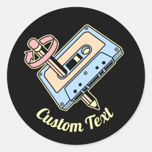 Sticker Rond Cassette audio avec crayon