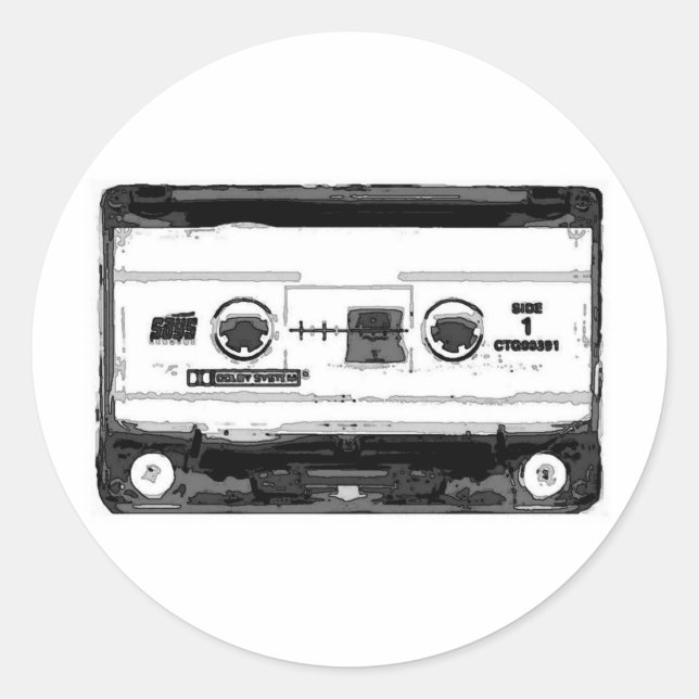 Sticker Rond Cassette Pop Art (Devant)