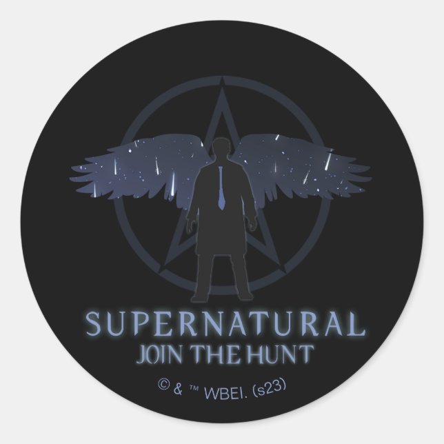 Sticker Rond Castiel surnaturel Tombant étoiles Graphisme (Devant)