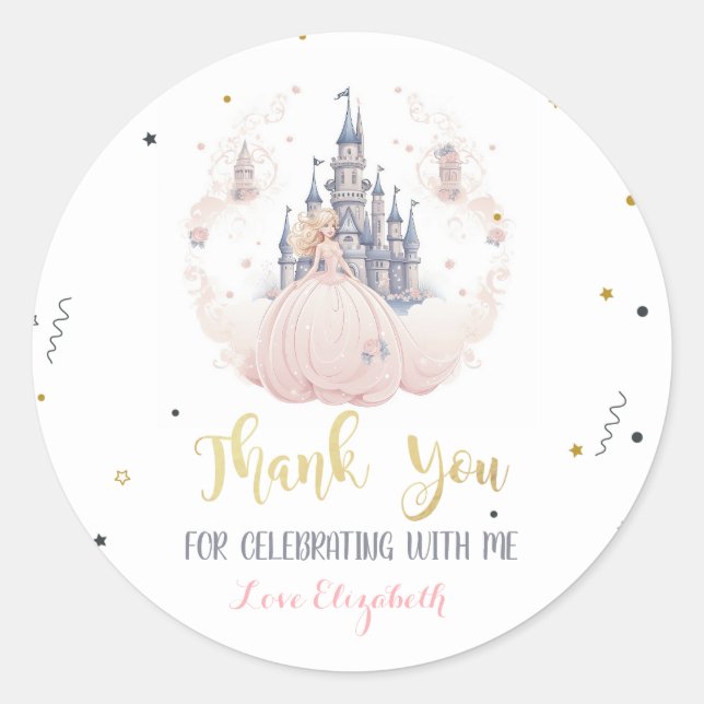 Sticker Rond Castle Clouds Princess Fairytale (Devant)