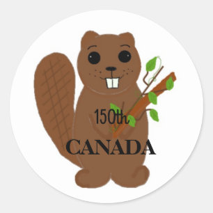 Sticker Rond Castor Canadien Célébrer le Canada
