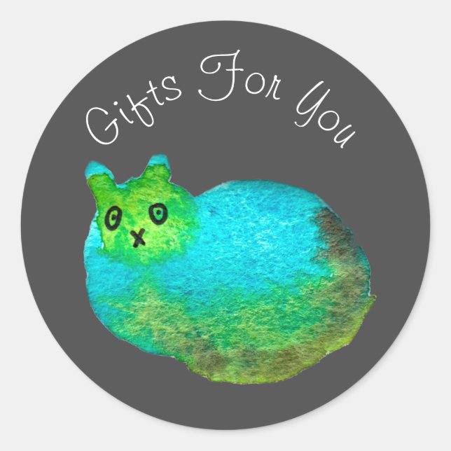 Sticker Rond Cat art design moderne Cadeau marque d'entreprise (Devant)