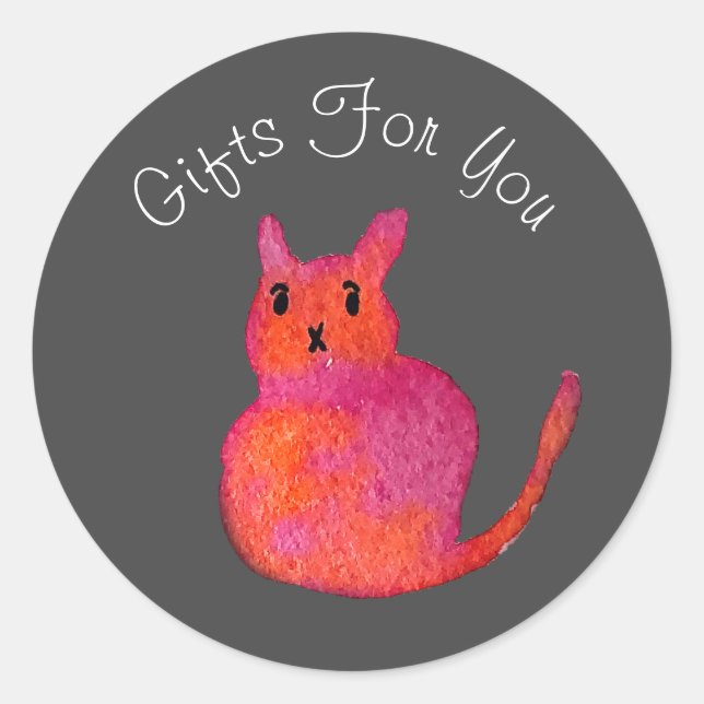 Sticker Rond Cat art design moderne Cadeau marque d'entreprise (Devant)