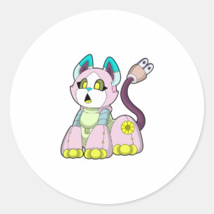 Sticker Rond Cat as robot