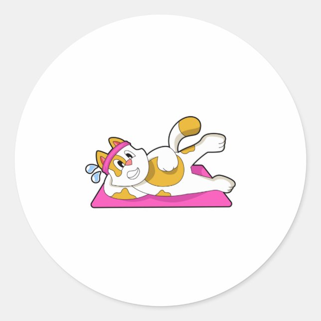 Sticker Rond Cat at Yoga Exercice d'étirement (Devant)