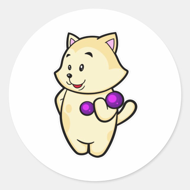 Sticker Rond Cat Biceps formation avec Dumbbell (Devant)