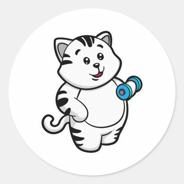 Sticker Rond Cat Biceps formation avec Dumbbell (Devant)
