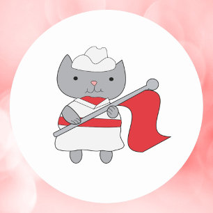 Sticker Rond Cat Color Guard Rouge Blanc