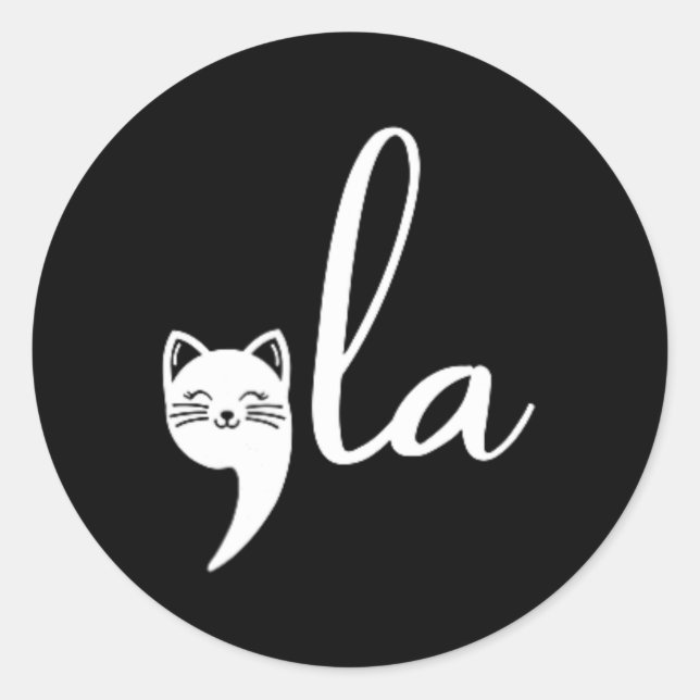 Sticker Rond Cat Comma La Kamala Harris Pour Président 2024 Ele (Devant)
