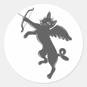 Sticker Rond cat cupid - Choisir la couleur arrière - plan