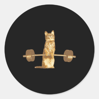 Sticker Rond Cat Deadlifts Meow Weightlifting Bodybuilding Gym 