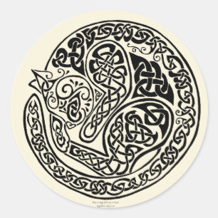 Sticker Rond Cat Dreams Celtic Black Ivory