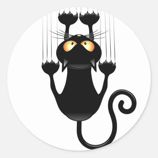 Sticker Rond Cat Falling down fun dessin personnage (Devant)
