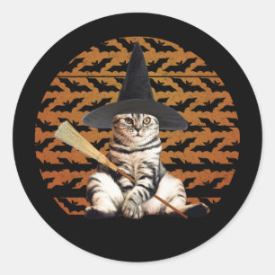 Sticker Rond Cat Halloween