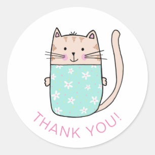 Sticker Rond Cat Kitten Merci