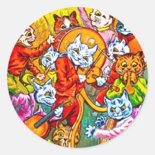 Sticker Rond Cat Musical Band