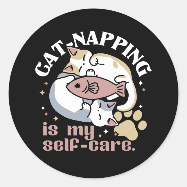Sticker Rond Cat-Napping Est Mon Citation De Cat Mignonne D'Aut (Devant)