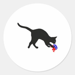 Sticker Rond Cat Poncing Sur Gop Elephant Funny Democat