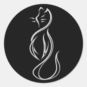 STICKER ROND CAT SILHOUETTE