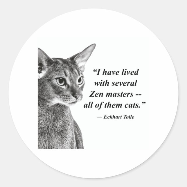 Sticker Rond Cat Zen Master - Eckhart Tolle (Devant)