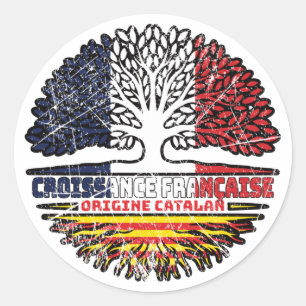 Sticker Rond Catalogne Catalan France Arbre