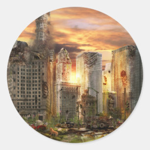 Sticker Rond Catastrophe - Chicago, IL - Il faut promener le ch