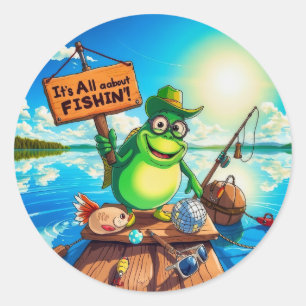 Sticker Rond Catch of the Day : Froggy Fishing Adventures