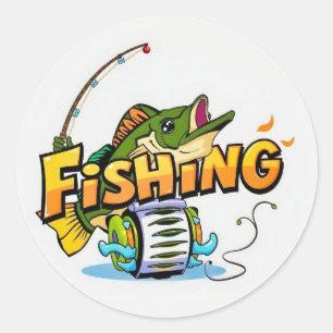 Sticker Rond Catch of the Day : Fun Fishing Adventure!