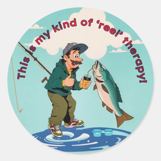 Sticker Rond Catch of the Day : Le triomphe d'un pêcheur (Devant)