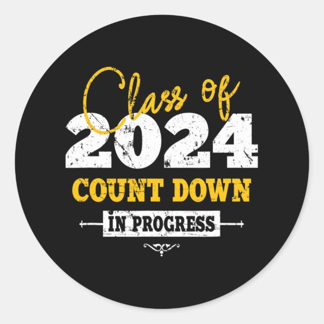 Sticker Rond Catégorie De 2024 Compter En Bas Amusants Grad 202 (Devant)