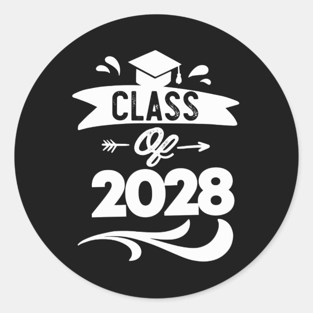 Sticker Rond Catégorie de 2028 TShirt Senior 2028 Graduation (Devant)