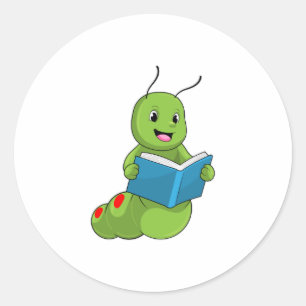 Sticker Rond Caterpillar à lire avec livre