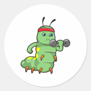 Sticker Rond Caterpillar at Strength entraînement avec Dumbbell