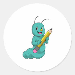 Sticker Rond Caterpillar avec crayon