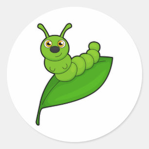 Sticker Rond Caterpillar avec feuille