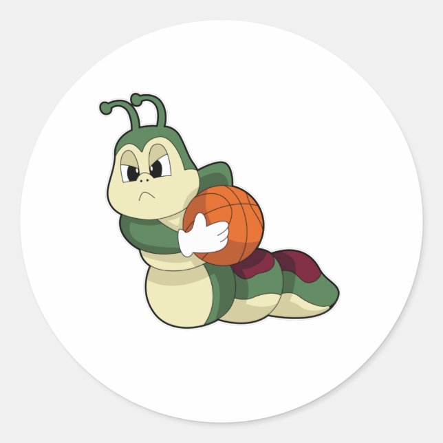 Sticker Rond Caterpillar comme joueur de basket-ball avec baske (Devant)
