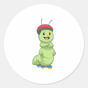 Sticker Rond Caterpillar comme Patineur en ligne avec Roller sk